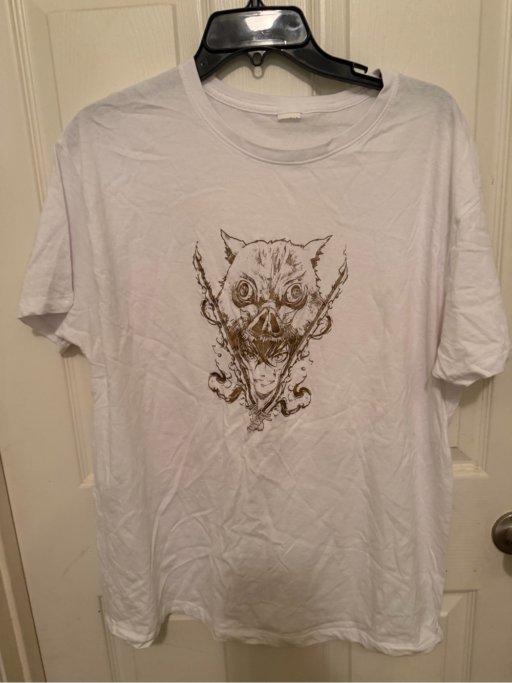 Anime Demon Slayer  Short-Sleeve Graphic Tee with Brown Illustration
